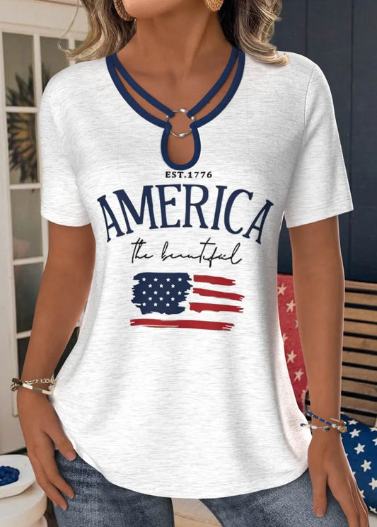 American Flag White Short Sleeve T Shirt